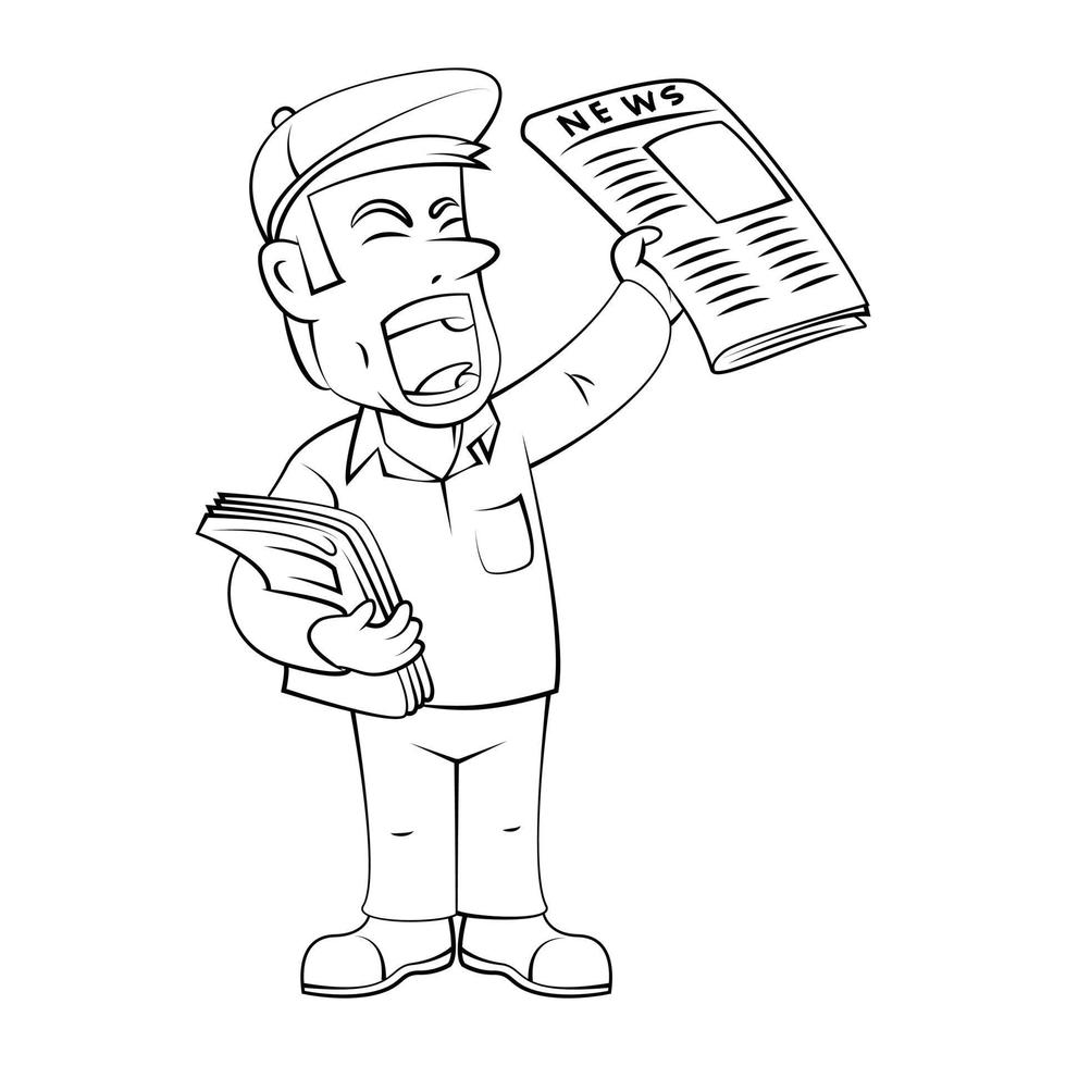 Paperboy Sketch Illustration vector