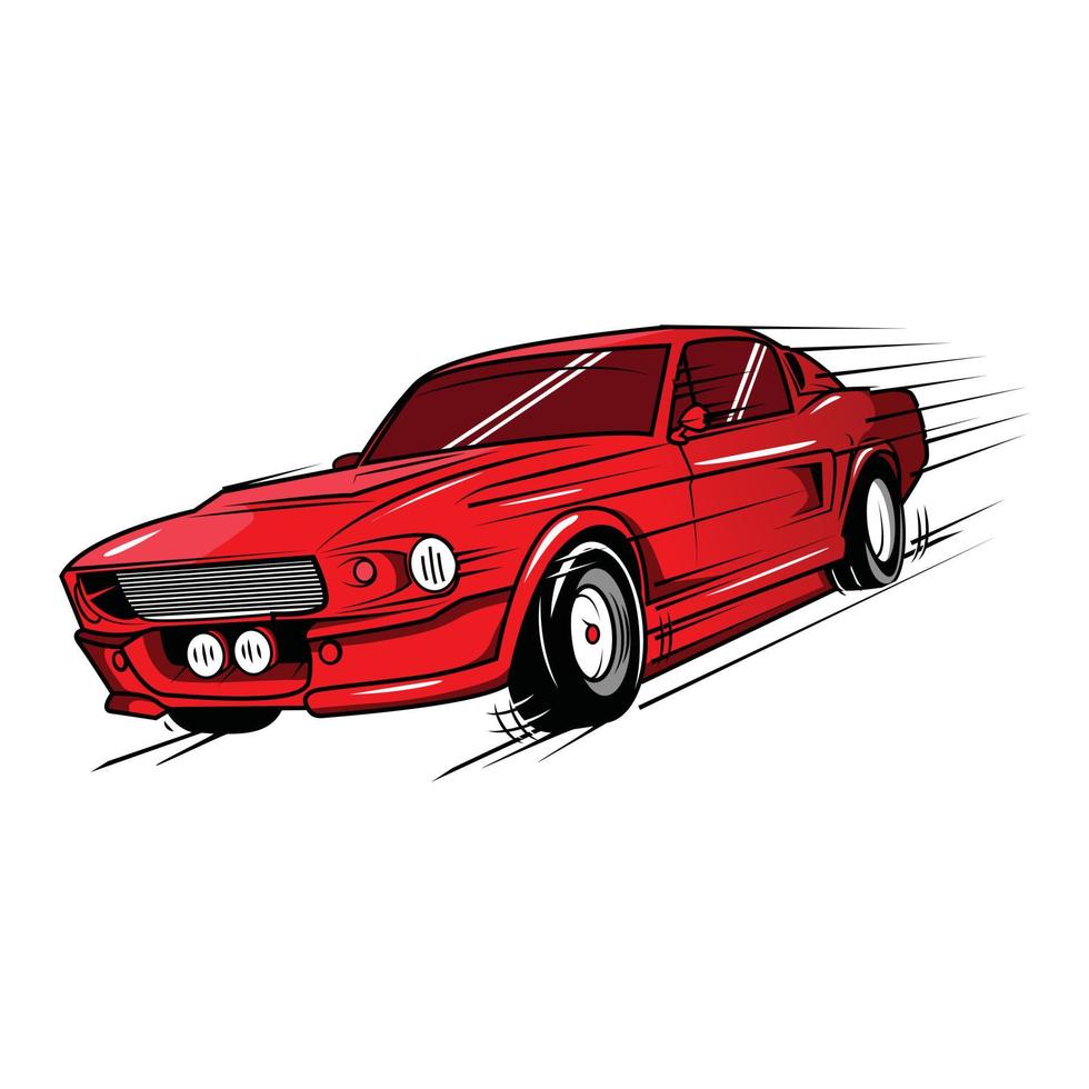 Red Muscle Car Vector Illustration