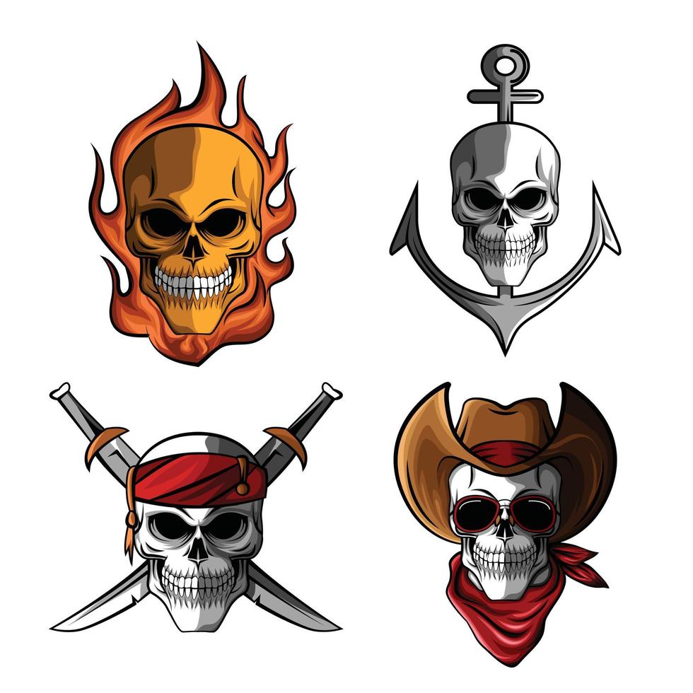 Skull Head Collection Design vector
