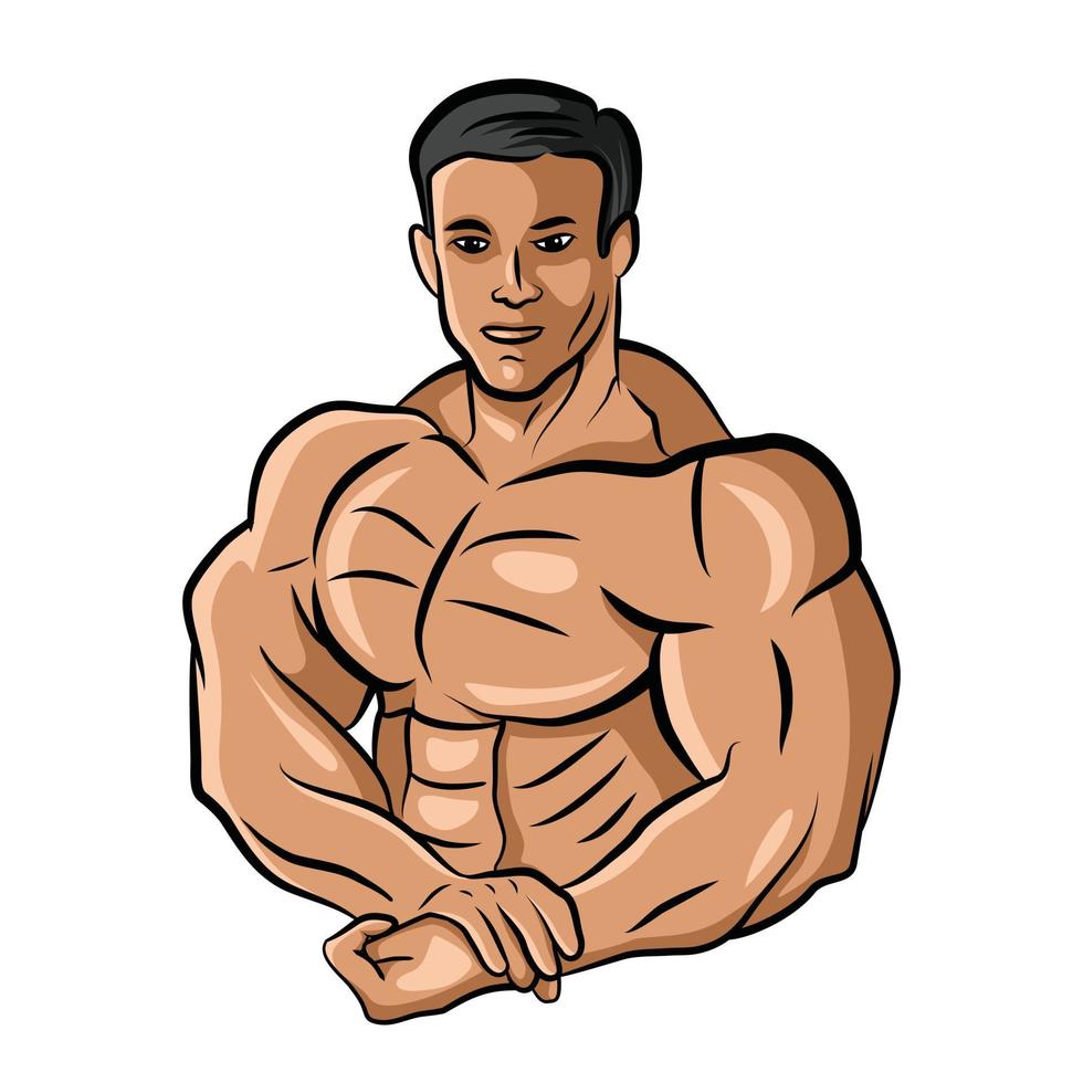 strong man body cartoon