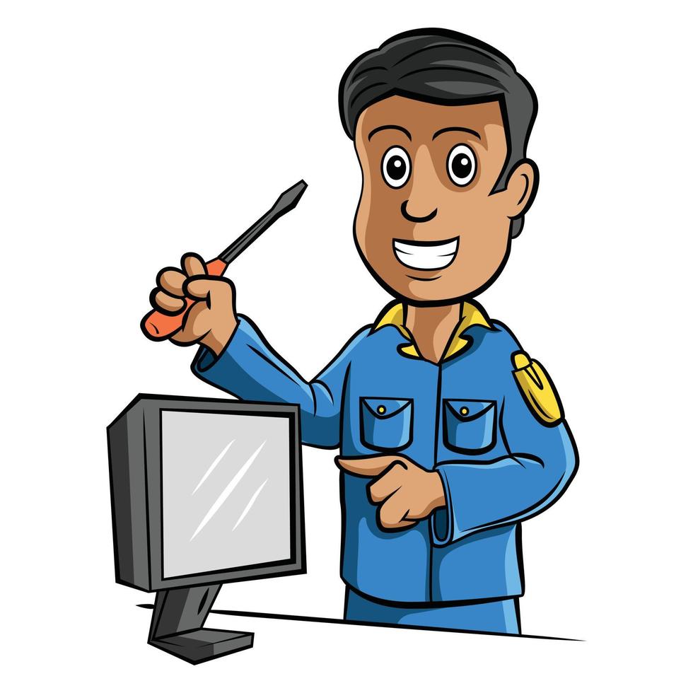 ilustración de hombre de servicio técnico vector