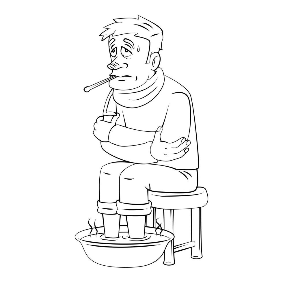 Fever Man Sit With Water sketch vector