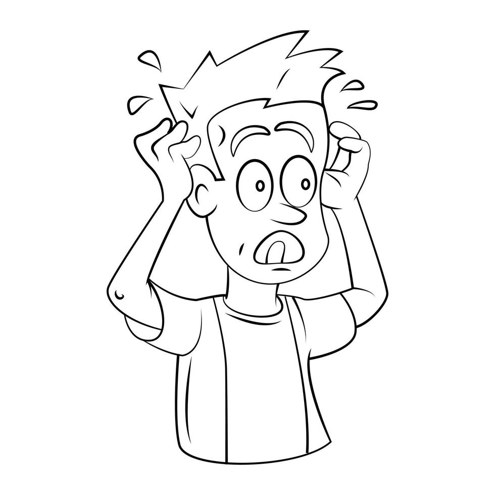 Stressed Boy Sketch Illustration vector