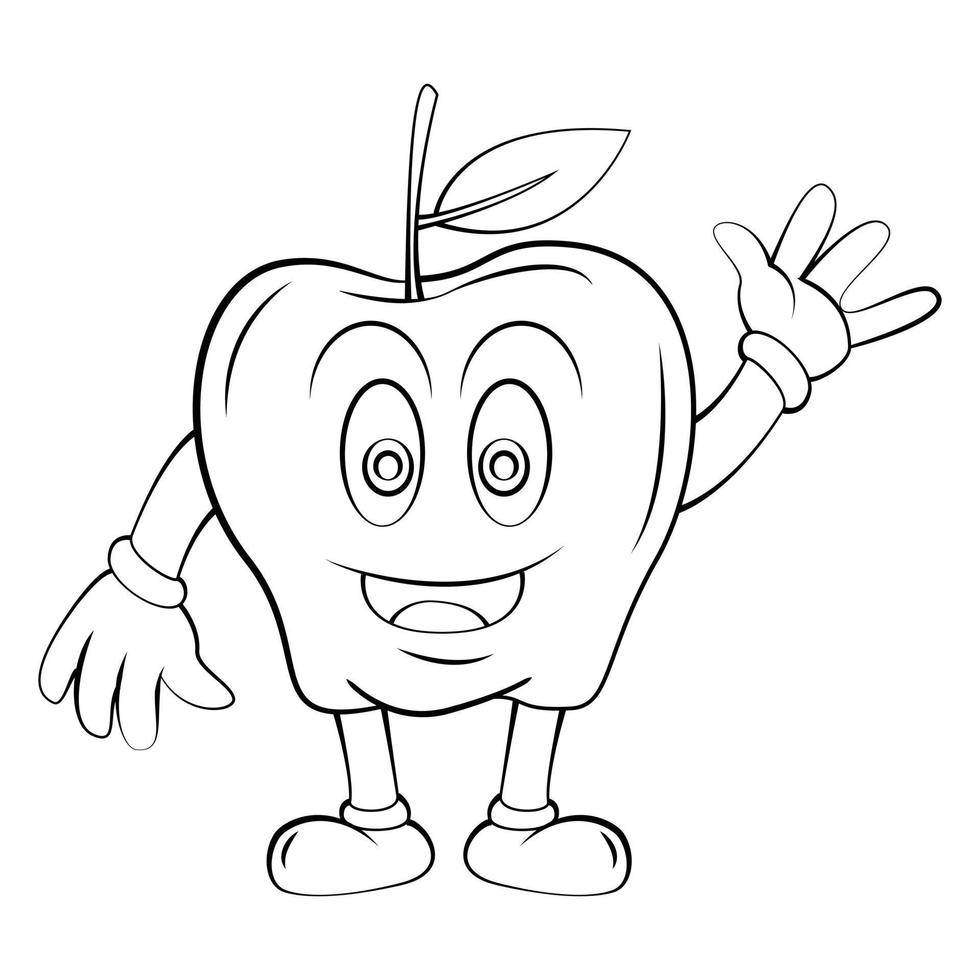 bosquejo de dibujos animados de frutas de manzana vector