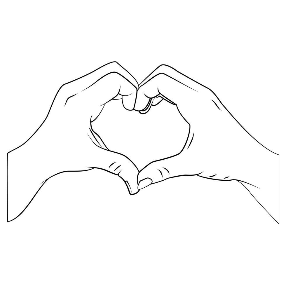 Love Sign Hand Outline Vector