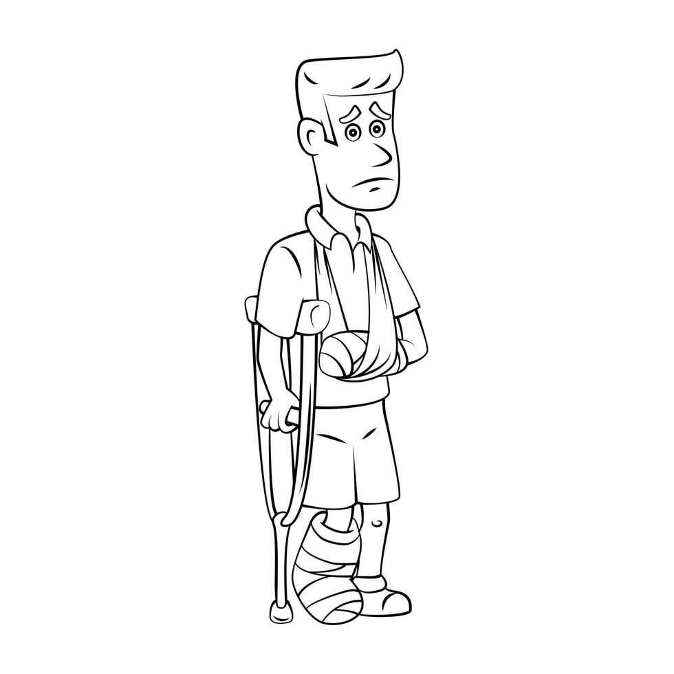 Man With Broken Leg Sketch vector