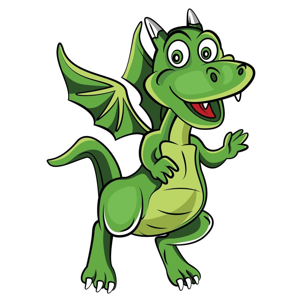 pequeña ilustración de dragón verde vector