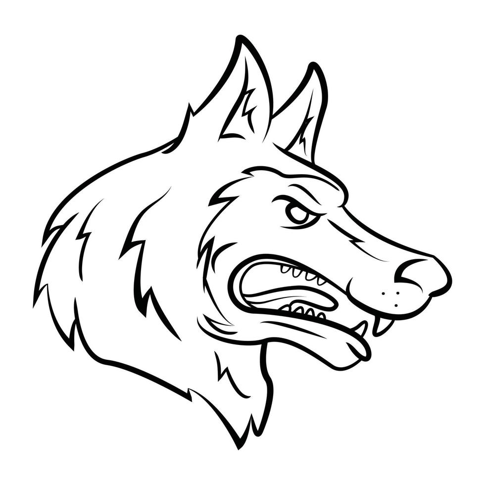 ilustración de boceto de cabeza de lobo vector