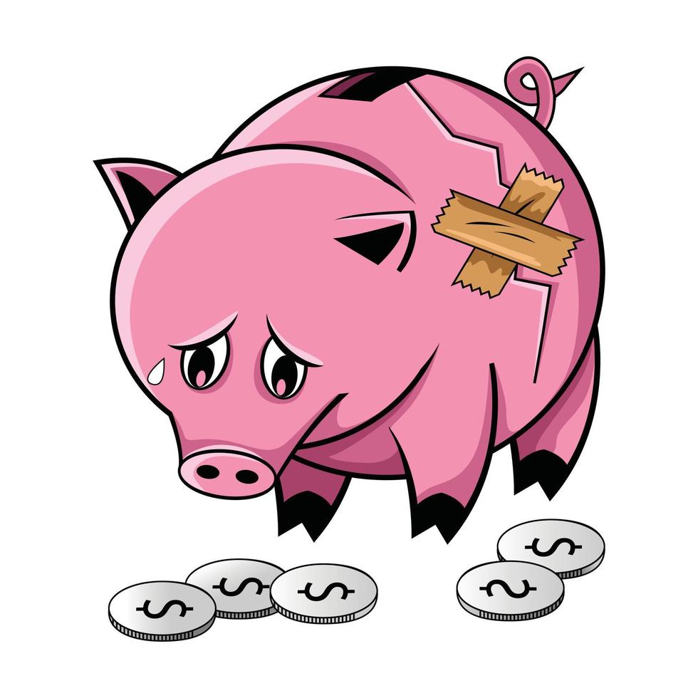 Broken Piggy Bank Illustration vector