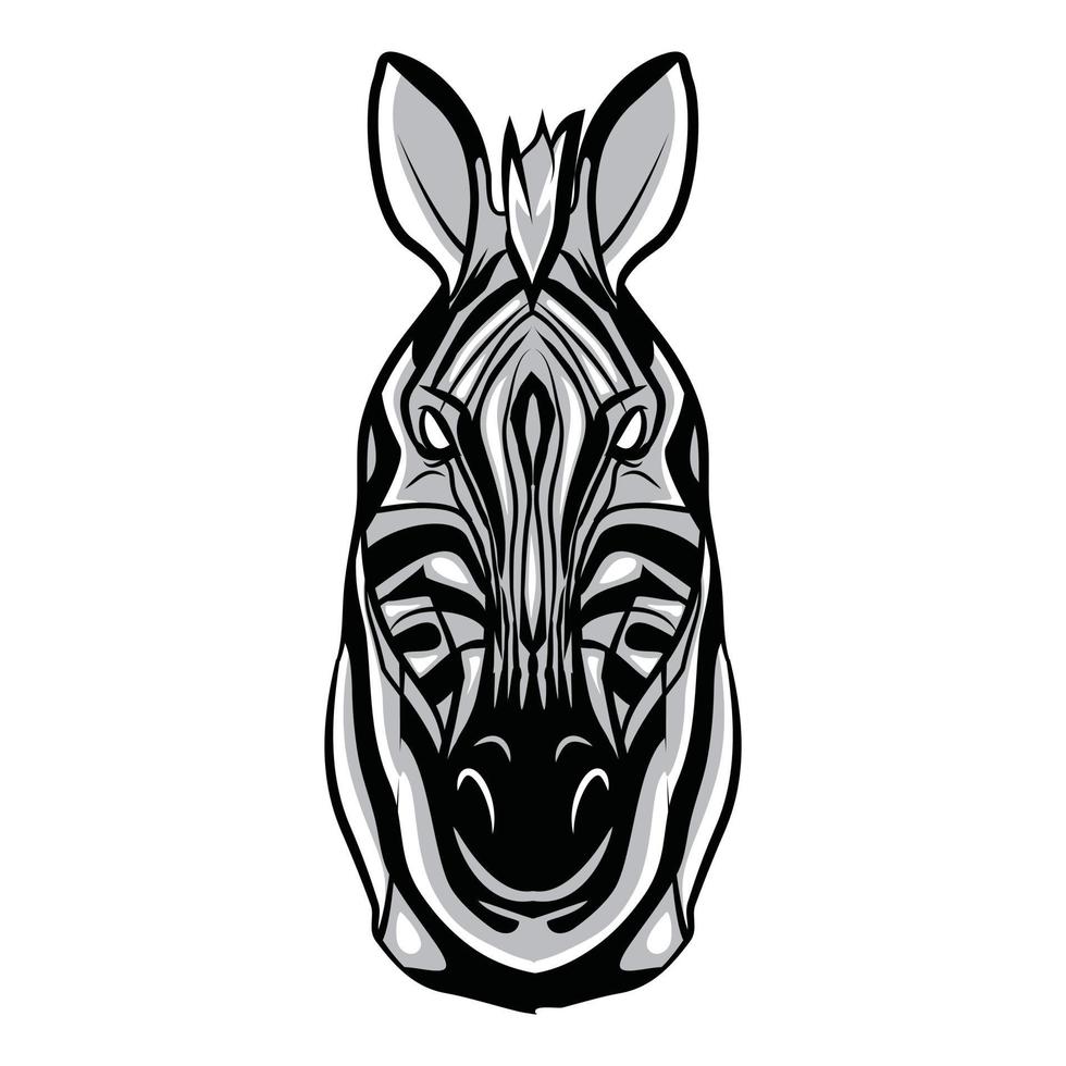 Zebra Head Front View Illustration vector