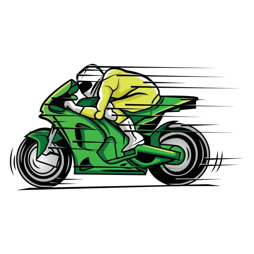 ilustración de carrera de moto verde vector