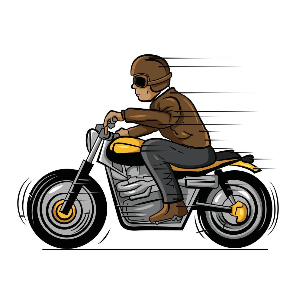 Old Biker Man Illustration vector