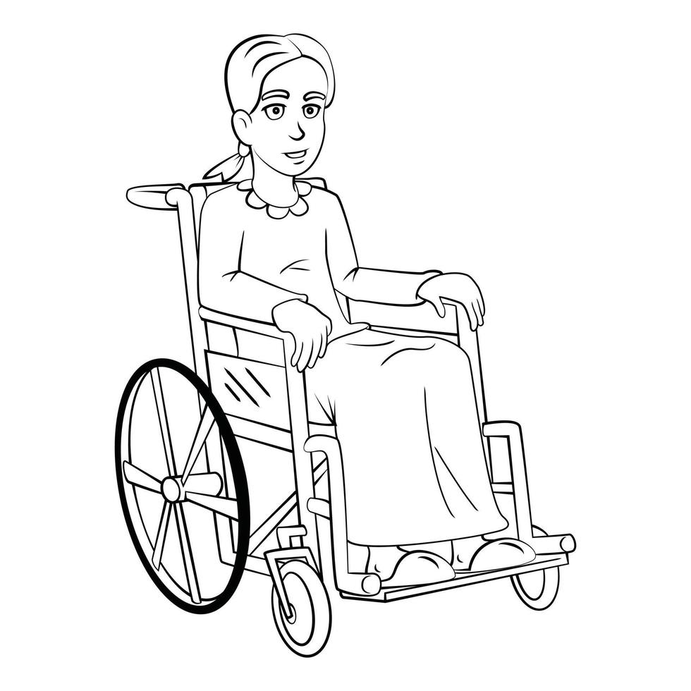 dibujo de mujer con silla de ruedas vector