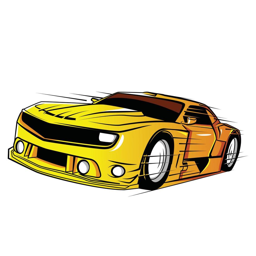 ilustración de super coche amarillo vector