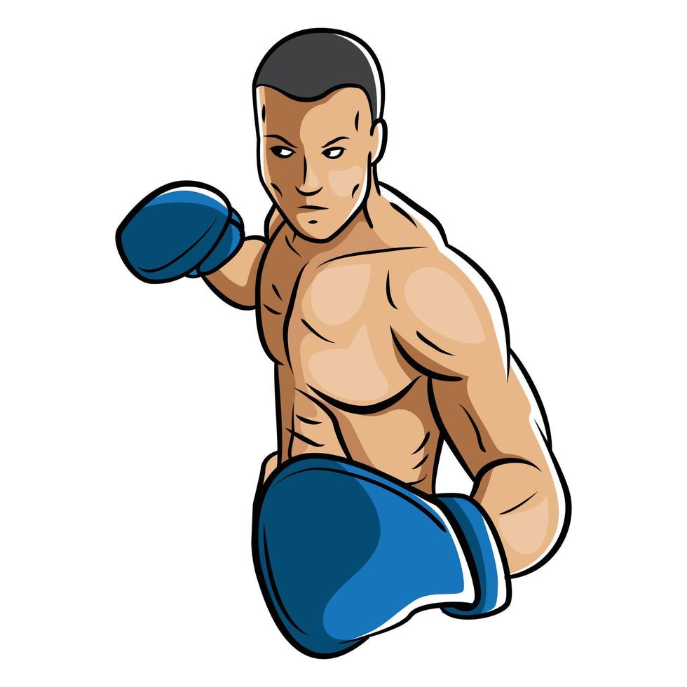 Blue Gloves Boxing Man vector