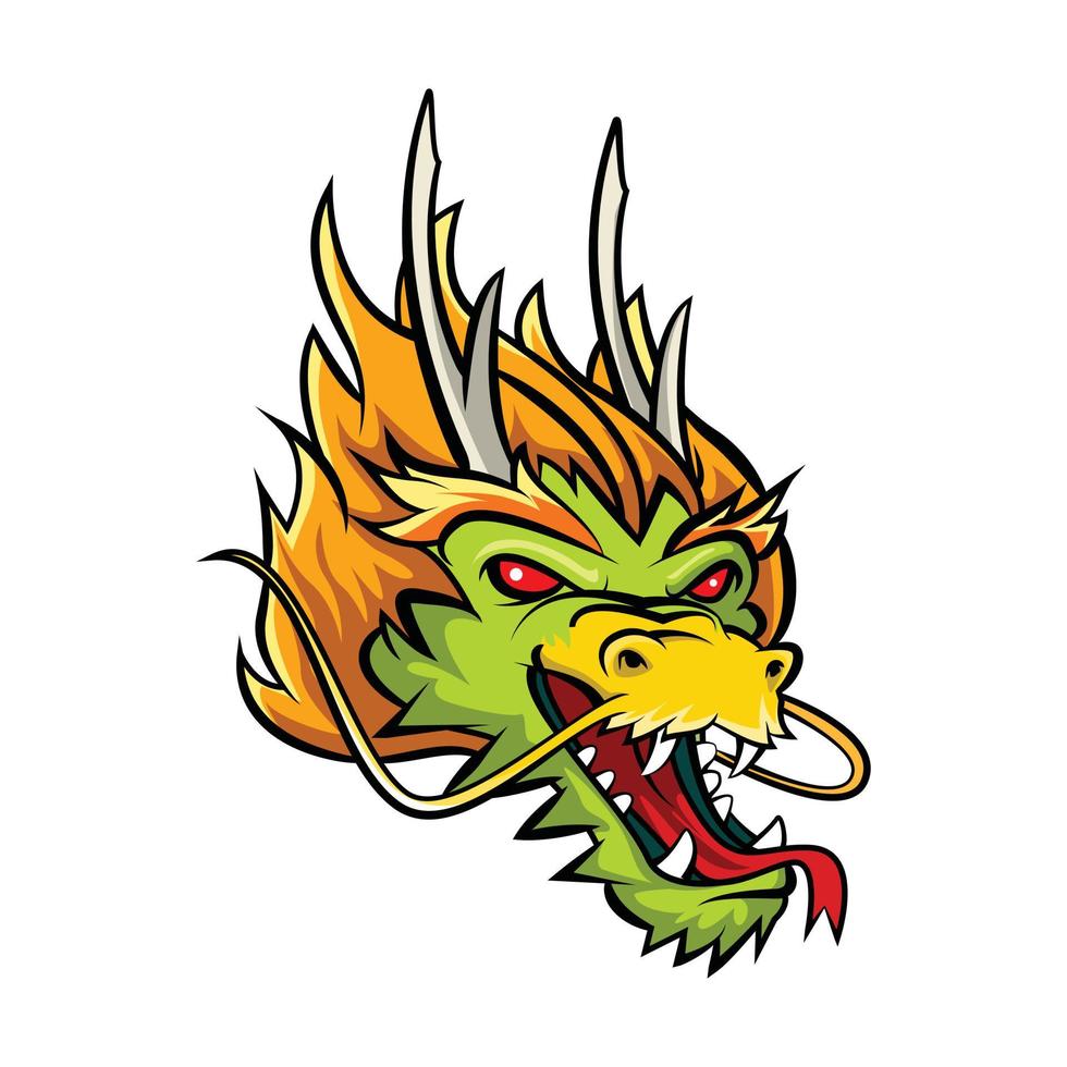 Dragon Face Illustration Design vector