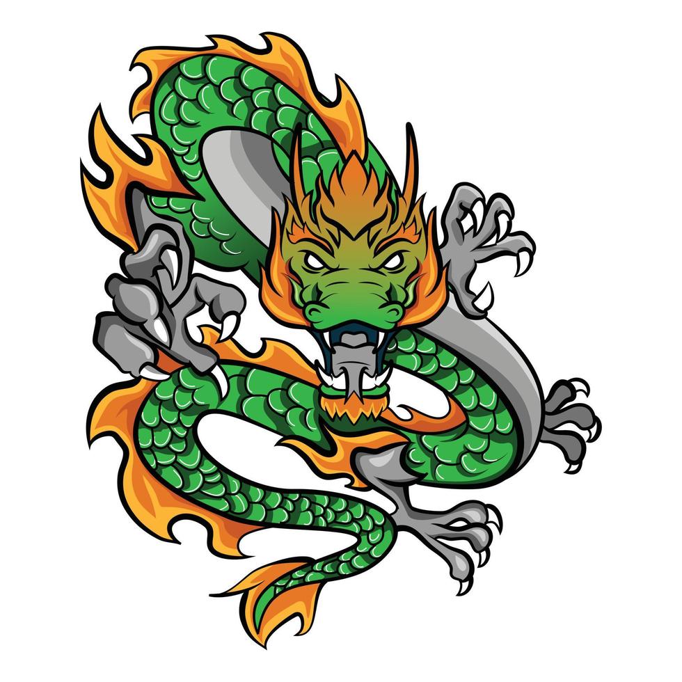 Ilustración de vector de dragón verde