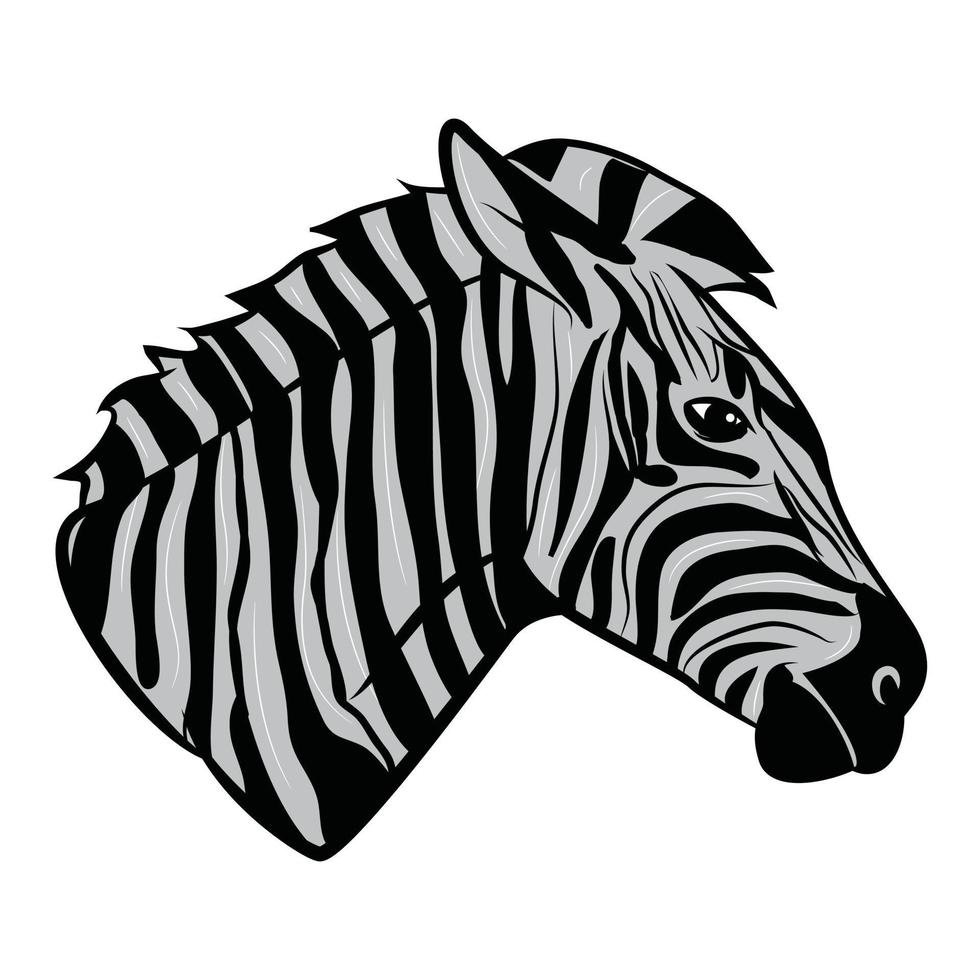 Zebra Head Side View Illustration vector