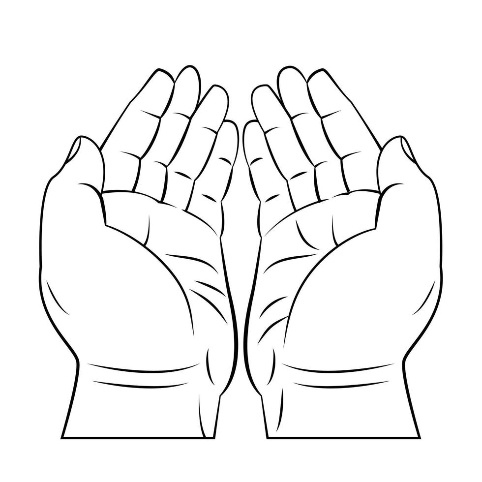 Praying Hand Outline Design vector