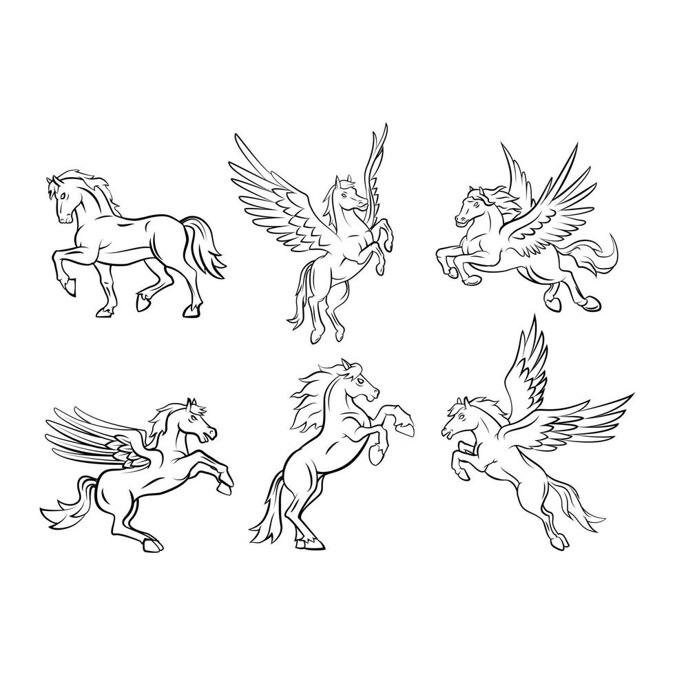diseño de colección de alas de caballo vector
