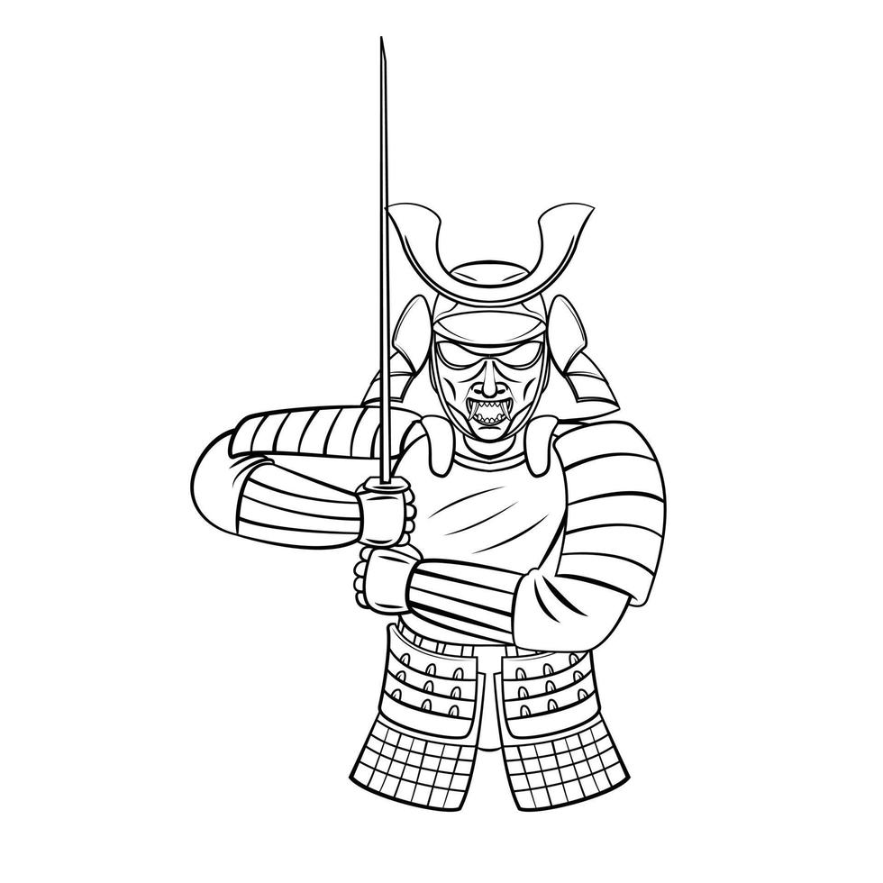 ilustración de boceto de guerrero samurai vector