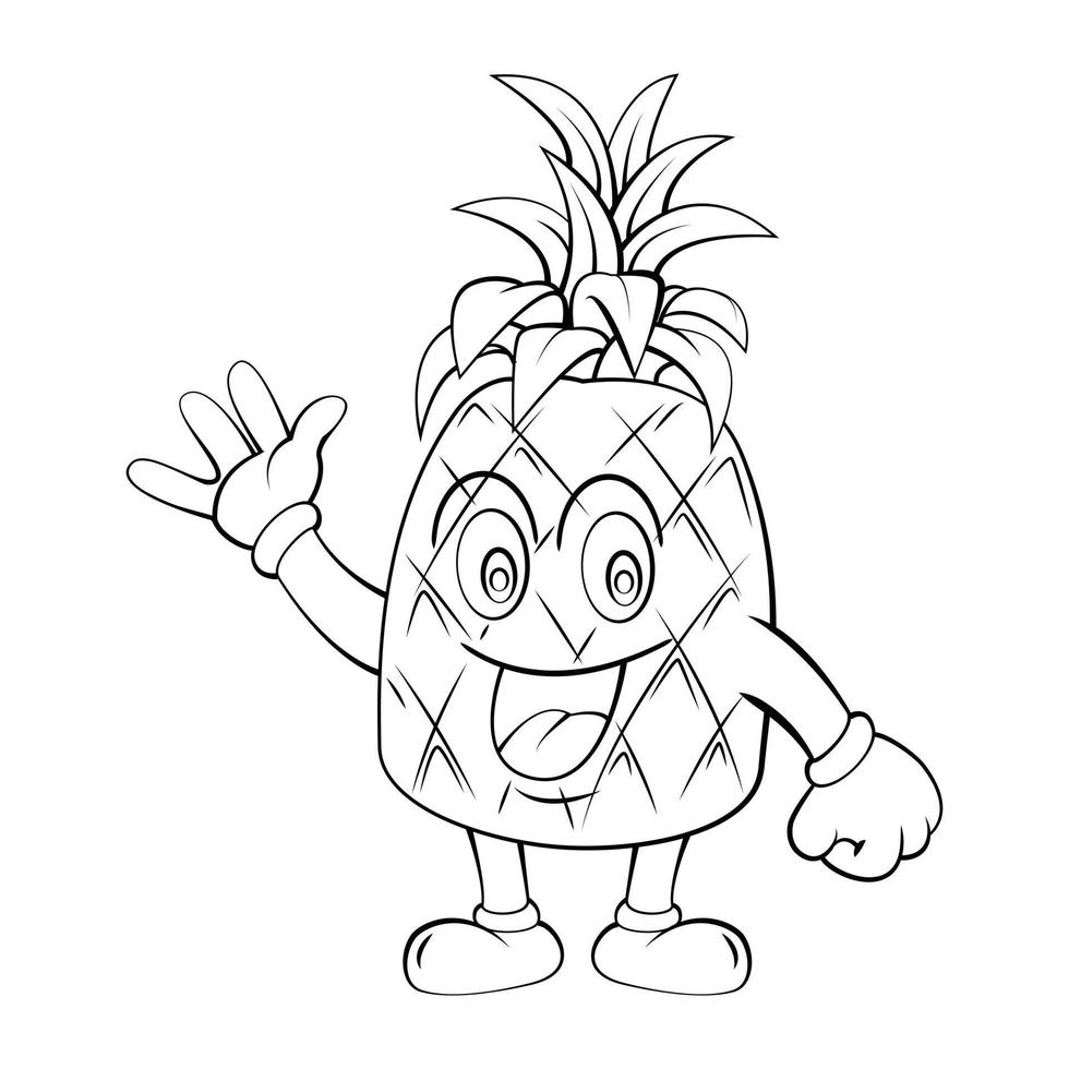 bosquejo de dibujos animados de piña vector