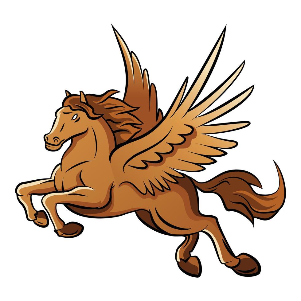 Horse Wings Running Vector Illustration
