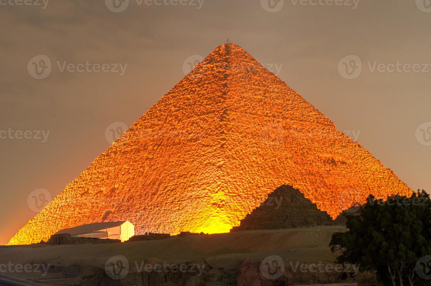 Giza Pyramid and Sphinx Light Show at Night - Cairo, Egypt photo