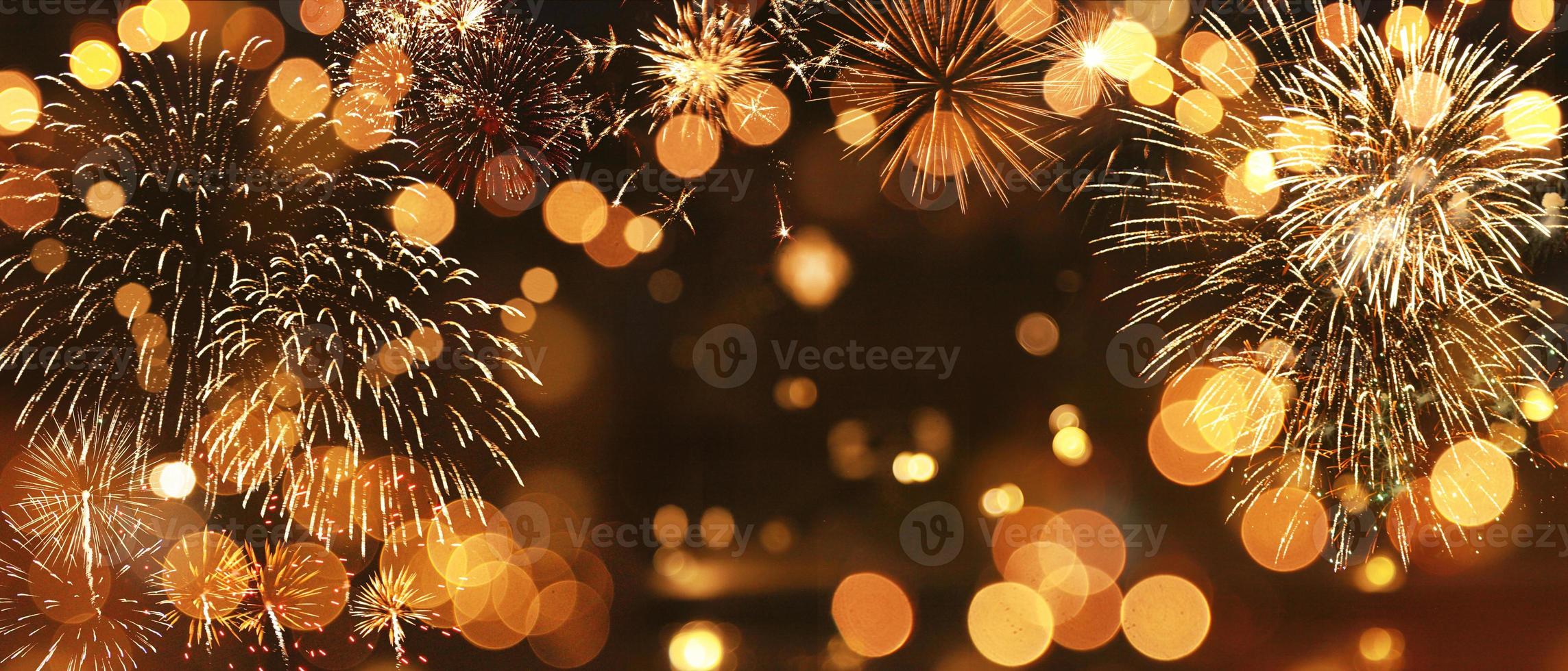 Abstract colored firework on dark sky. Celebration and anniversary concept photo