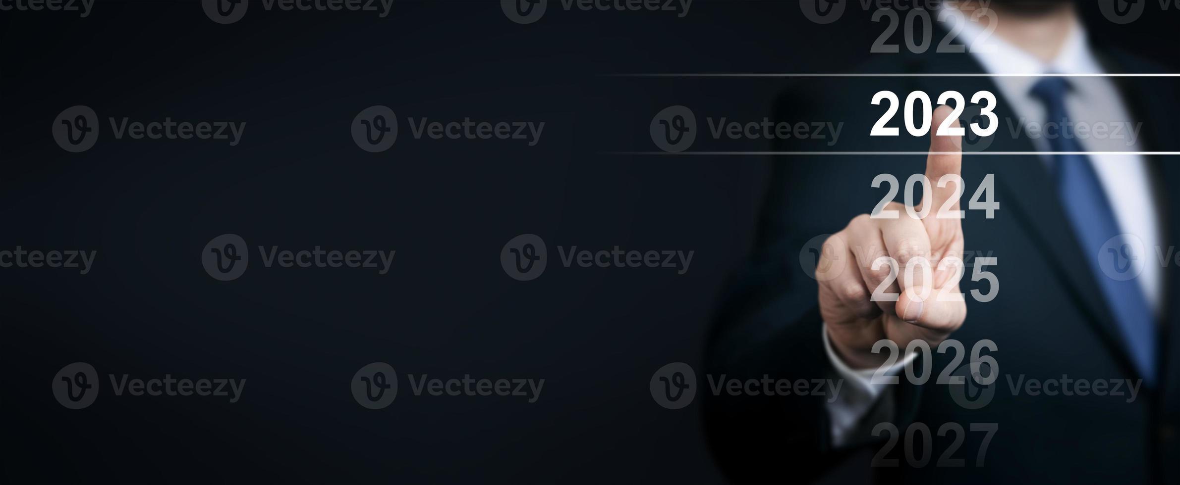Happy New Year background concept. Goals for 2023. photo
