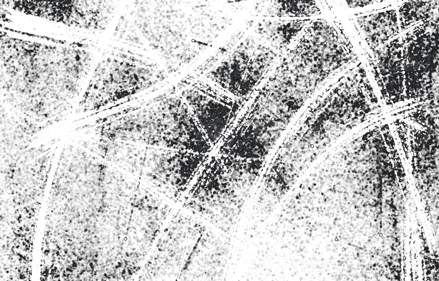 Grunge black and white pattern. Monochrome particles abstract texture. Background of cracks, scuffs, chips, stains, ink spots, lines. Dark design background surface. photo