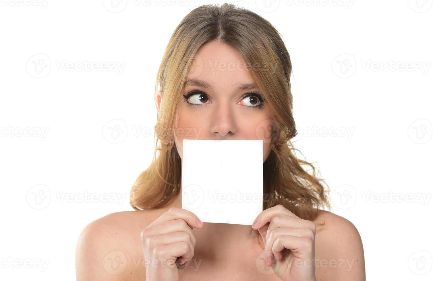 woman with problematic face skin calling for help photo