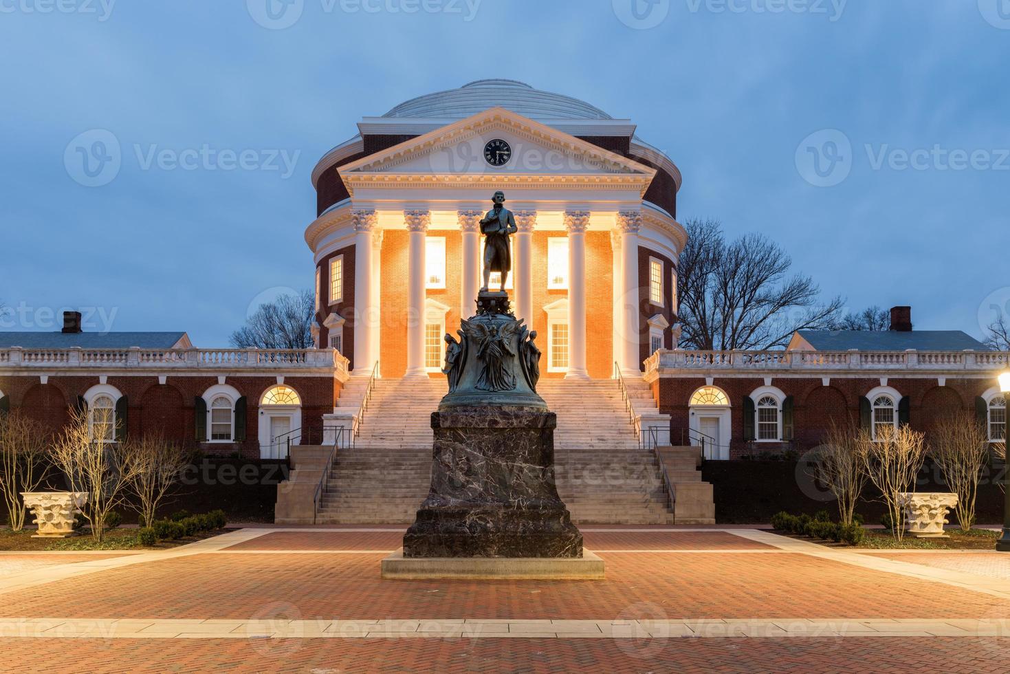 The University of Virginia in Charlottesville, Virginia at night. Thomas Jefferson founded the University of Virginia in 1819. photo