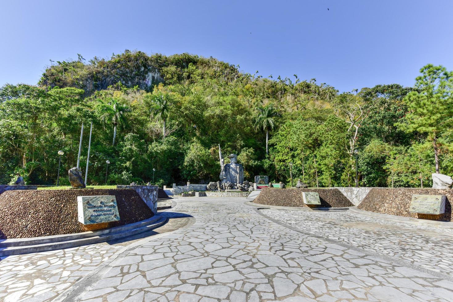 Memorial to Los Malagones from the community of El Moncada, the first rural militia in Cuba. It comprised 12 men who rooted out a counterrevolutionary band, 2022 photo
