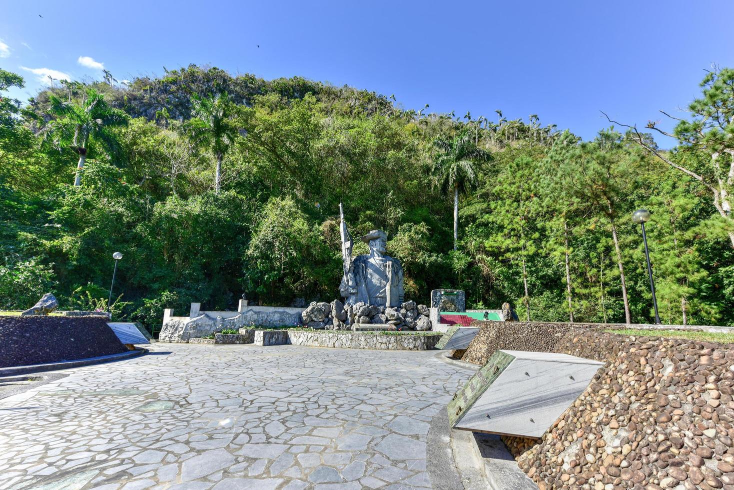 Memorial to Los Malagones from the community of El Moncada, the first rural militia in Cuba. It comprised 12 men who rooted out a counterrevolutionary band, 2022 photo