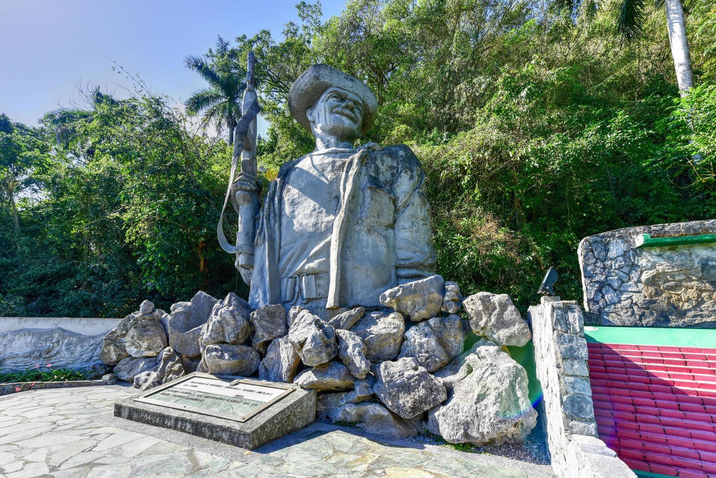 Memorial to Los Malagones from the community of El Moncada, the first rural militia in Cuba. It comprised 12 men who rooted out a counterrevolutionary band, 2022 photo