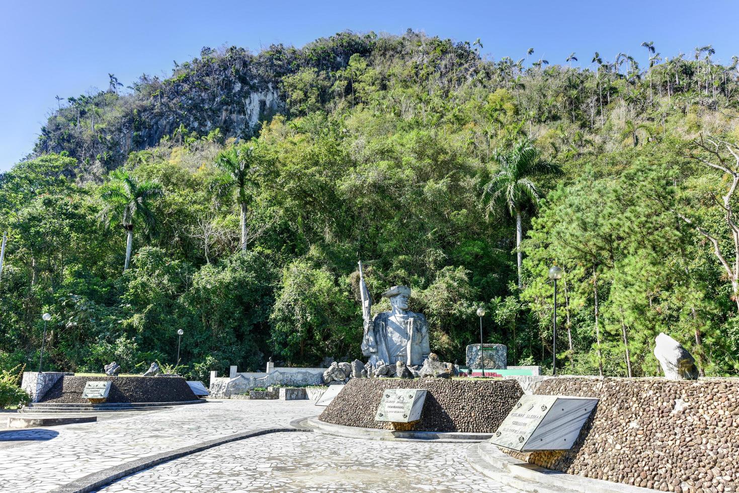 Memorial to Los Malagones from the community of El Moncada, the first rural militia in Cuba. It comprised 12 men who rooted out a counterrevolutionary band, 2022 photo