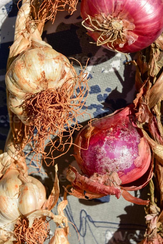 Fresh onion and garlic sold on the streets of Vinales, Cuba. photo
