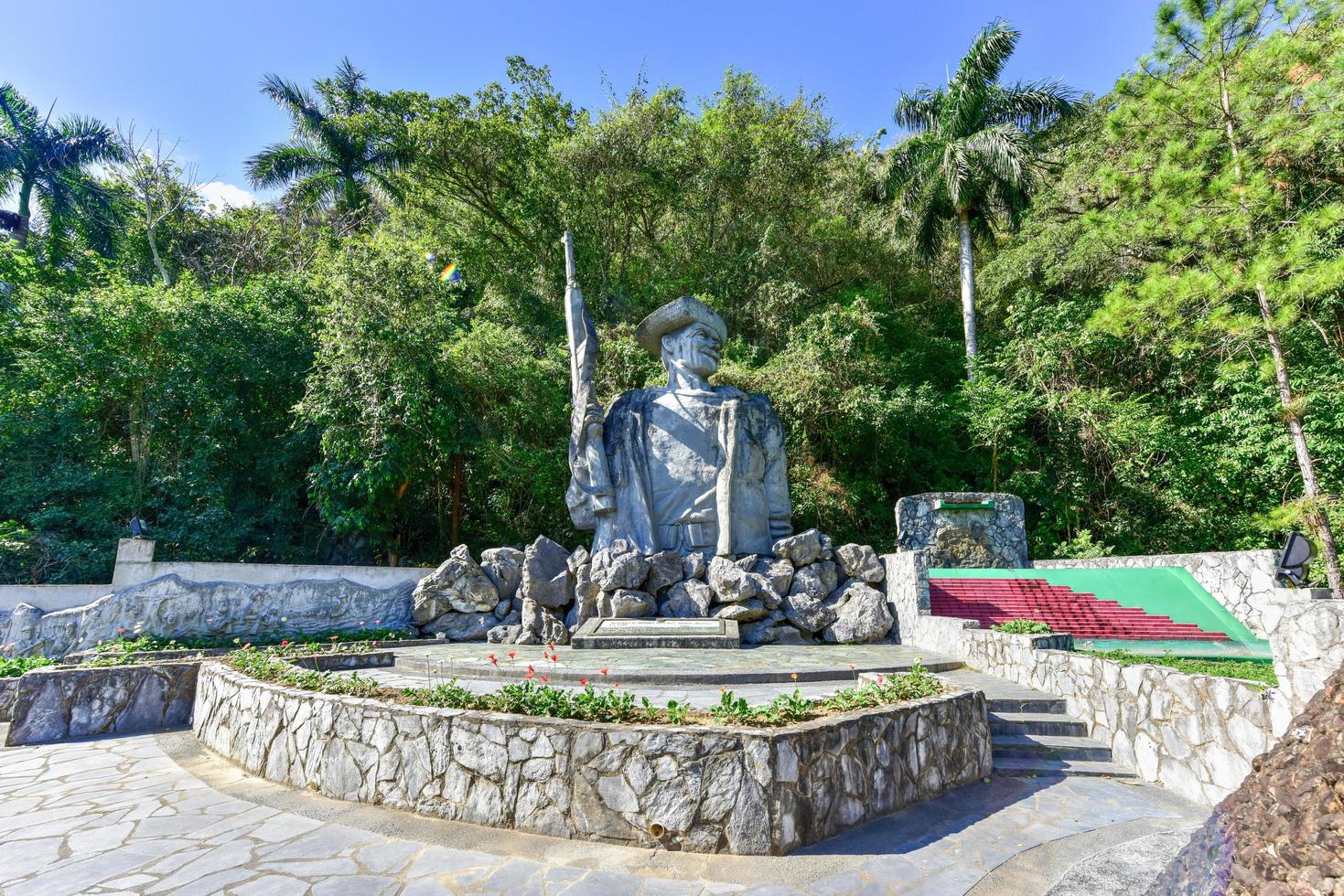 Memorial to Los Malagones from the community of El Moncada, the first rural militia in Cuba. It comprised 12 men who rooted out a counterrevolutionary band, 2022 photo