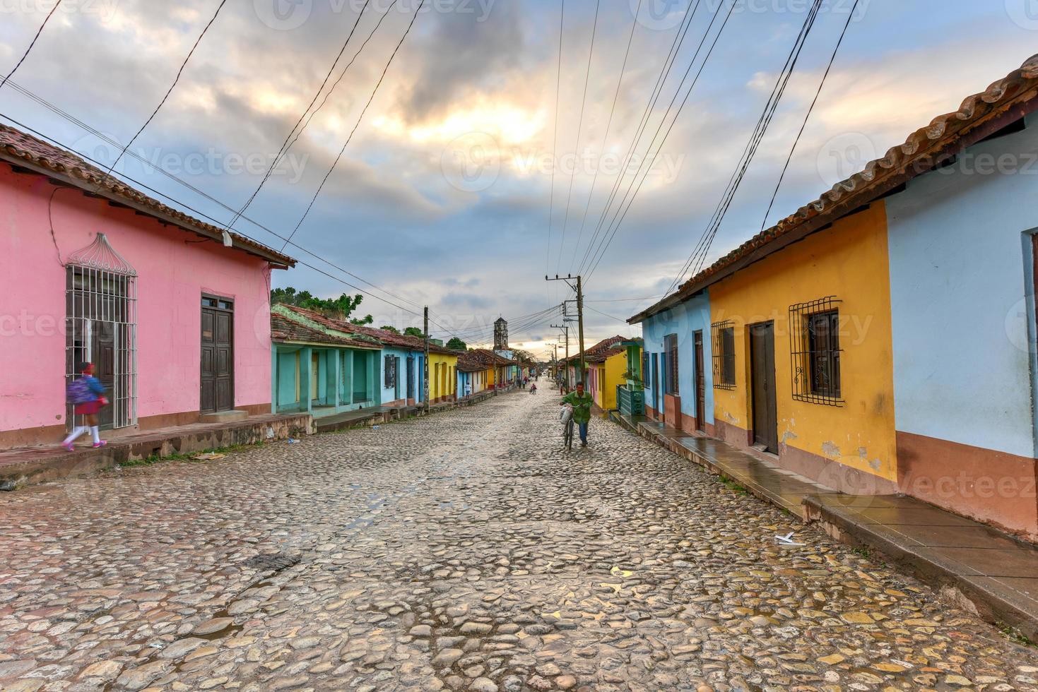 Colorful traditional houses in the colonial town of Trinidad in Cuba, a UNESCO World Heritage site. photo