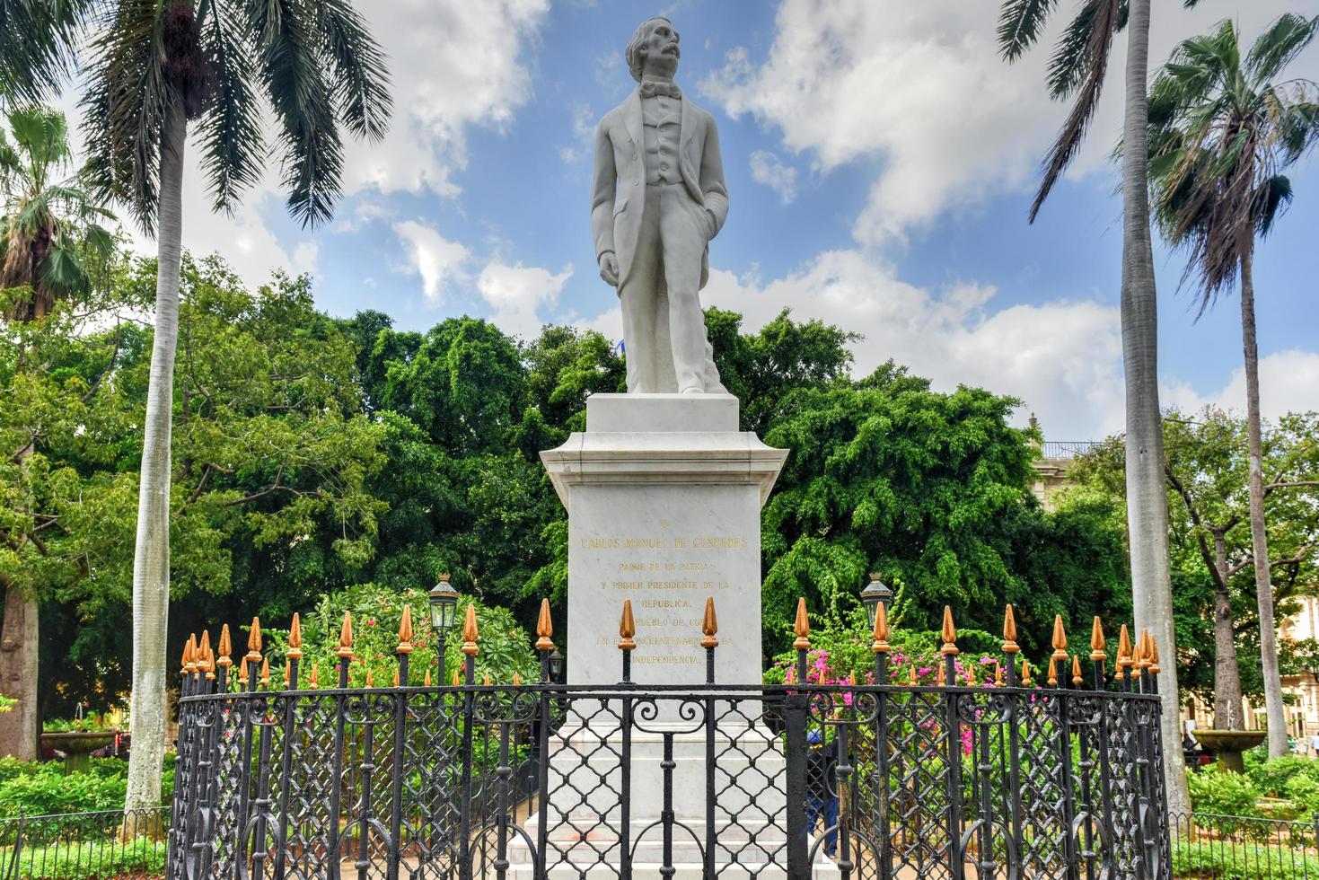 Statue to Carlos Manuel de Cespedes in Old Havana. Cespedes in considered the Father of the Cuban Nation. He freed the slaves and incited the insurrection against colonialism, 2022 photo