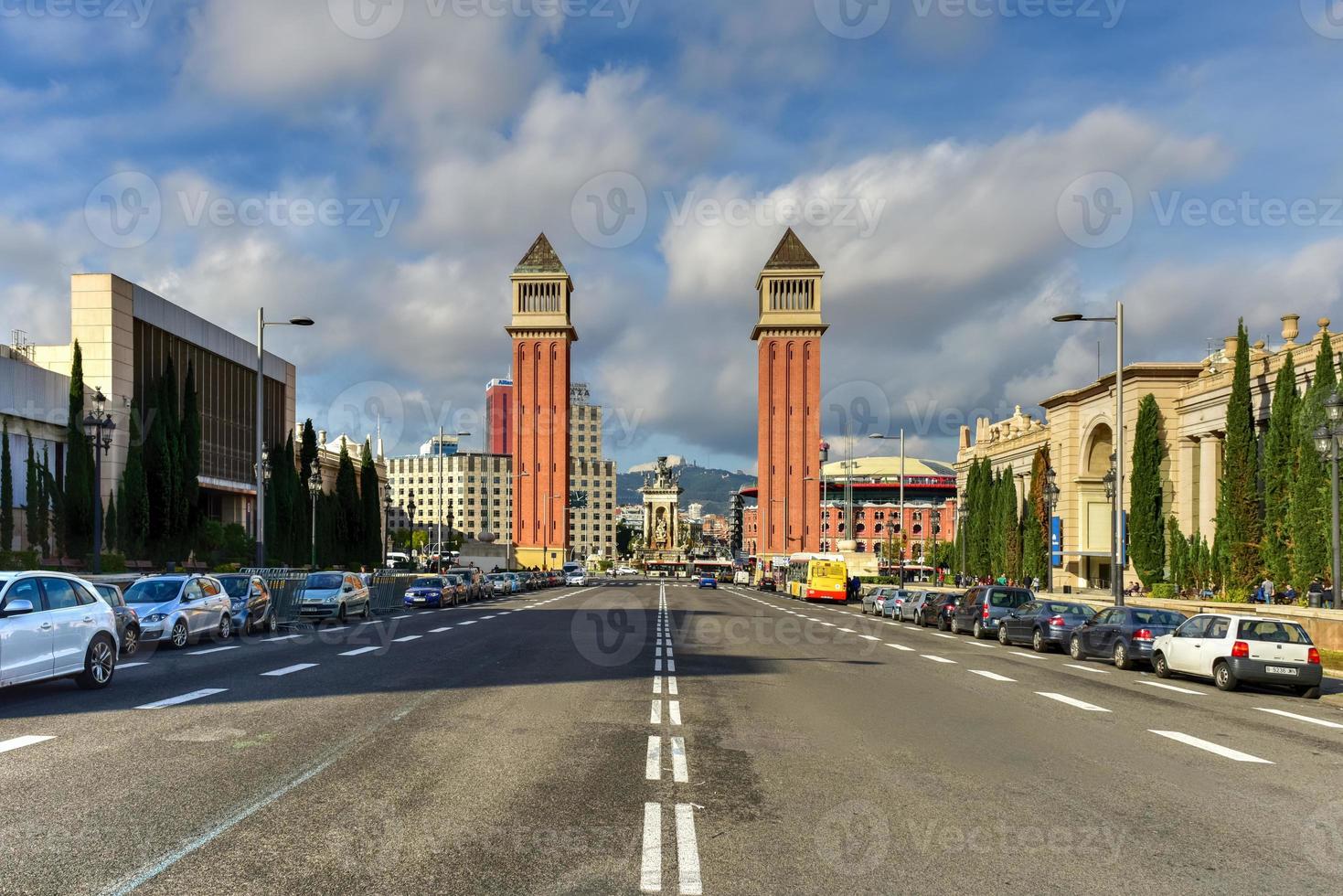 Venetian Tower on Espanya Square in Barcelona, Spain. photo