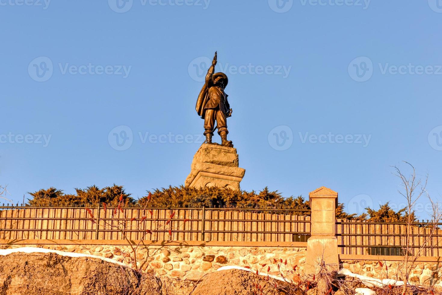 The statue of Samuel de Champlain with astrolabe navigation instrument in Ottawa, Canada. photo