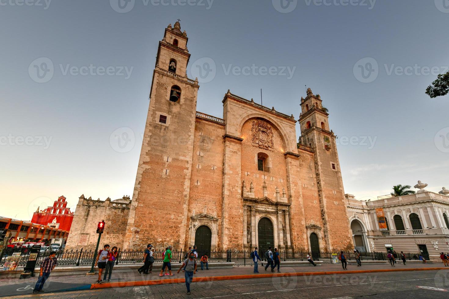 Merida, Mexico - May 24, 2021 -  The San Ildefonso Cathedral of Merida, the first cathedral to be finished on the American mainland and the only one to be entirely built during the 16th century. photo