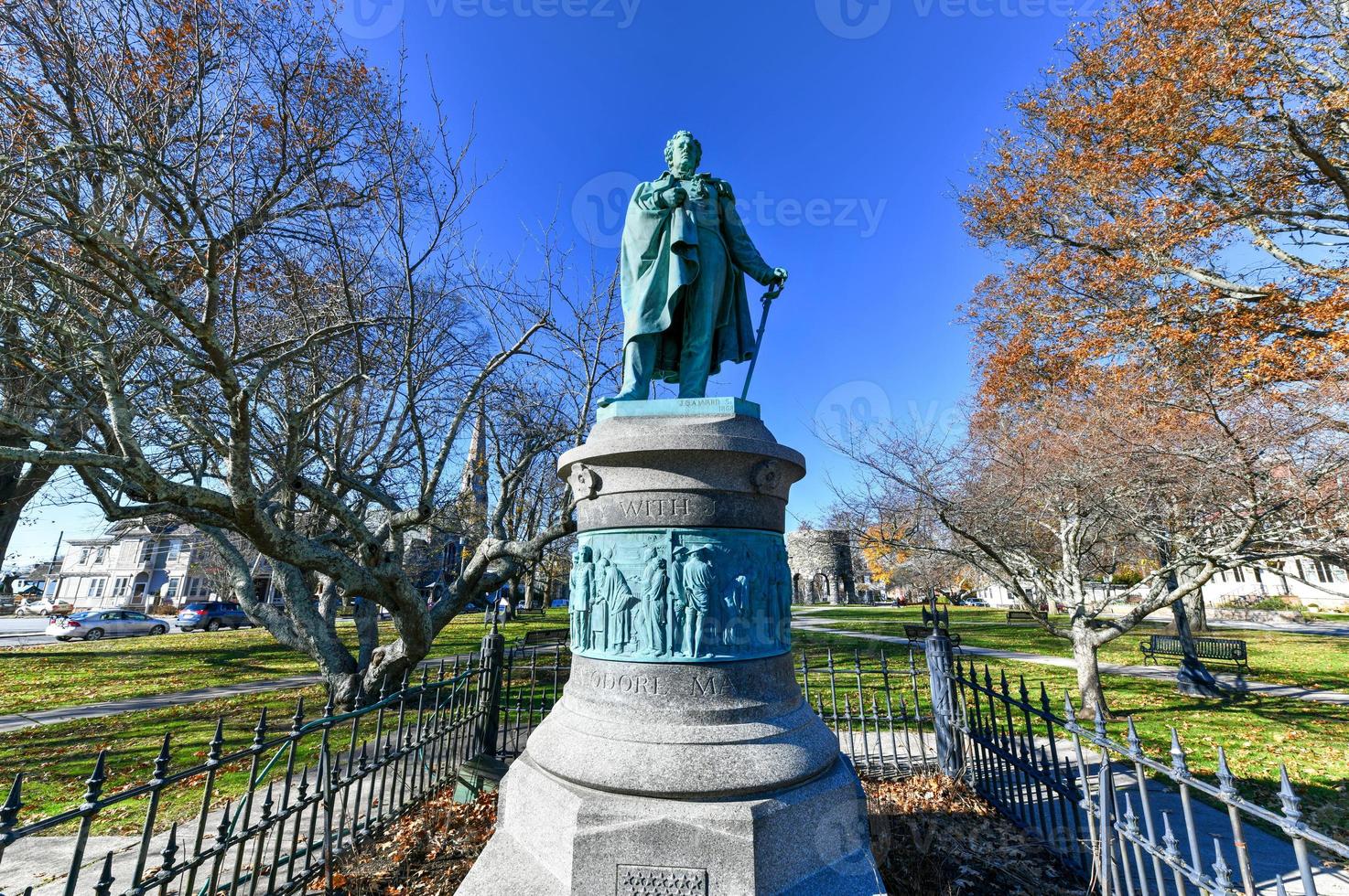 Monument to Commodore Matthew C Perry in Touro Park in Newport, Rhode Island. photo