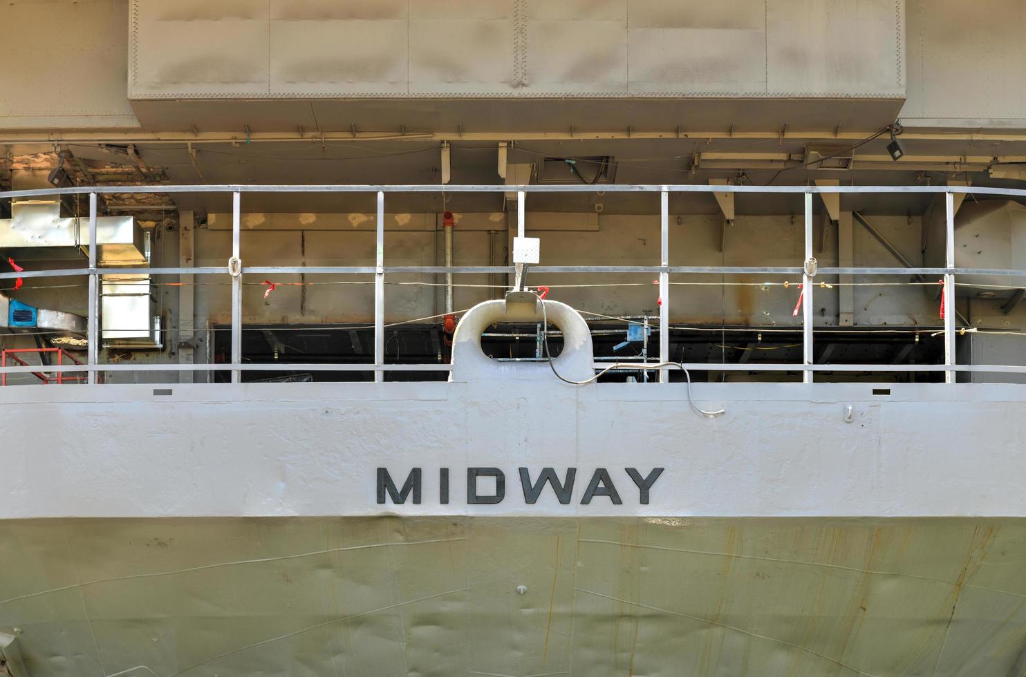 USS Midway was an aircraft carrier of the United States Navy, the lead ship of its class. Commissioned a week after the end of World War II it is now a museum ship, 2022 photo