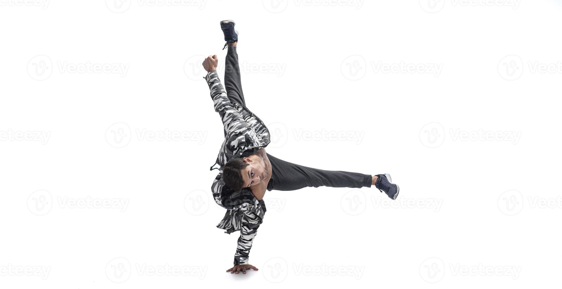 Man break dancer on white studio background photo