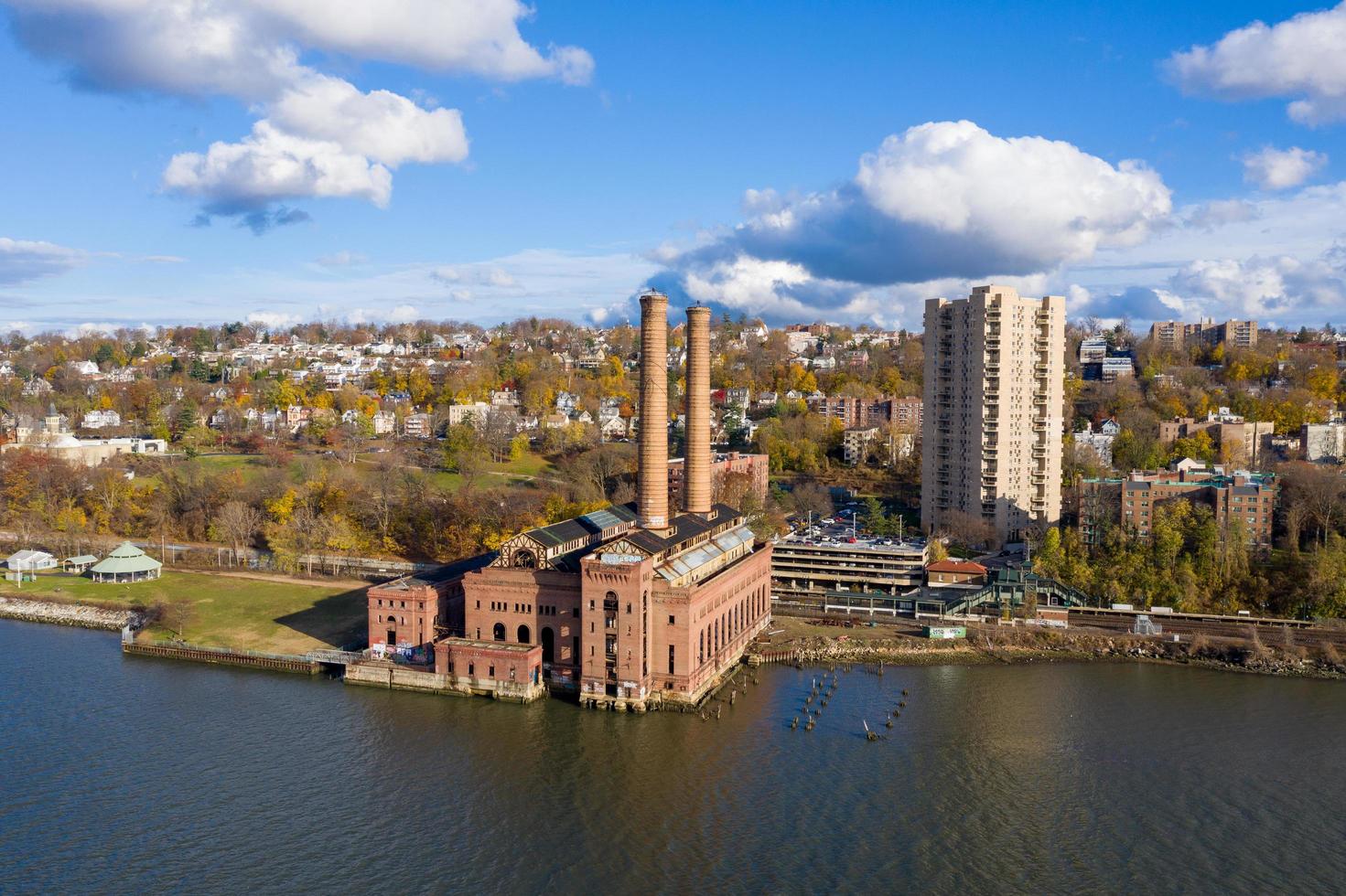 The abandoned Glenwood Power Plant in Yonkers, New York designed in the Romanesque-Revival style, 2022 photo