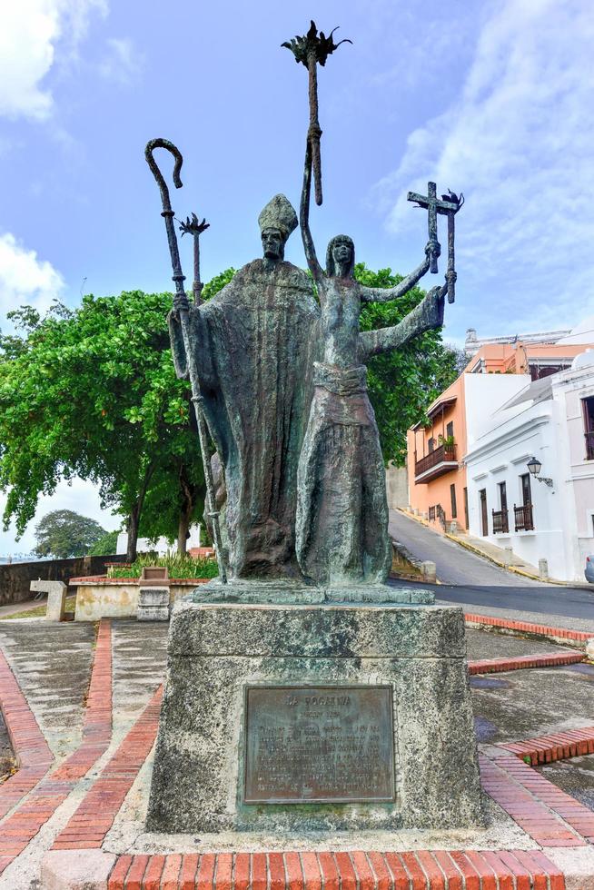 Plaza de la Rogativa, Old San Juan, Puerto Rico. La Rogativa means The Procession, which tells the legend about a Catholic Bishop and his companions, 2022 photo