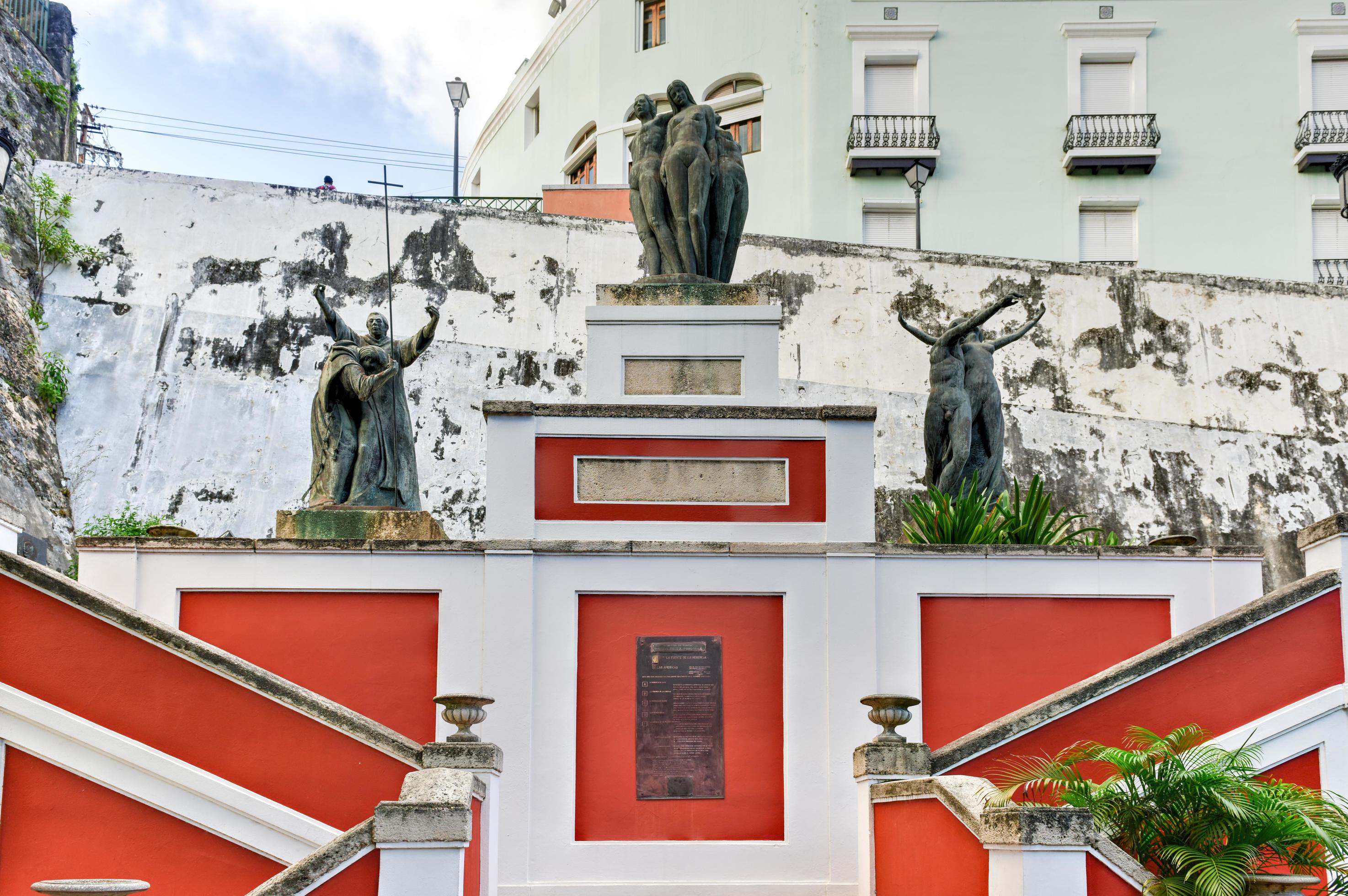 Statues of the Plaza of the Heritage of the Americas in San Juan